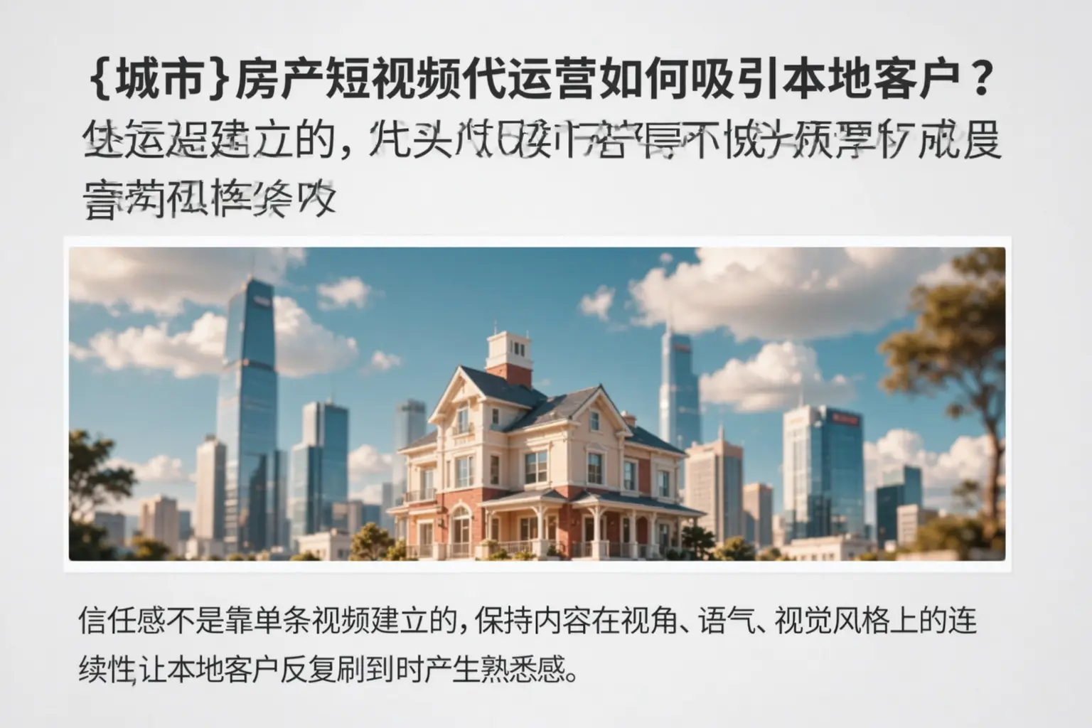 石门房产短视频代运营如何吸引本地客户?